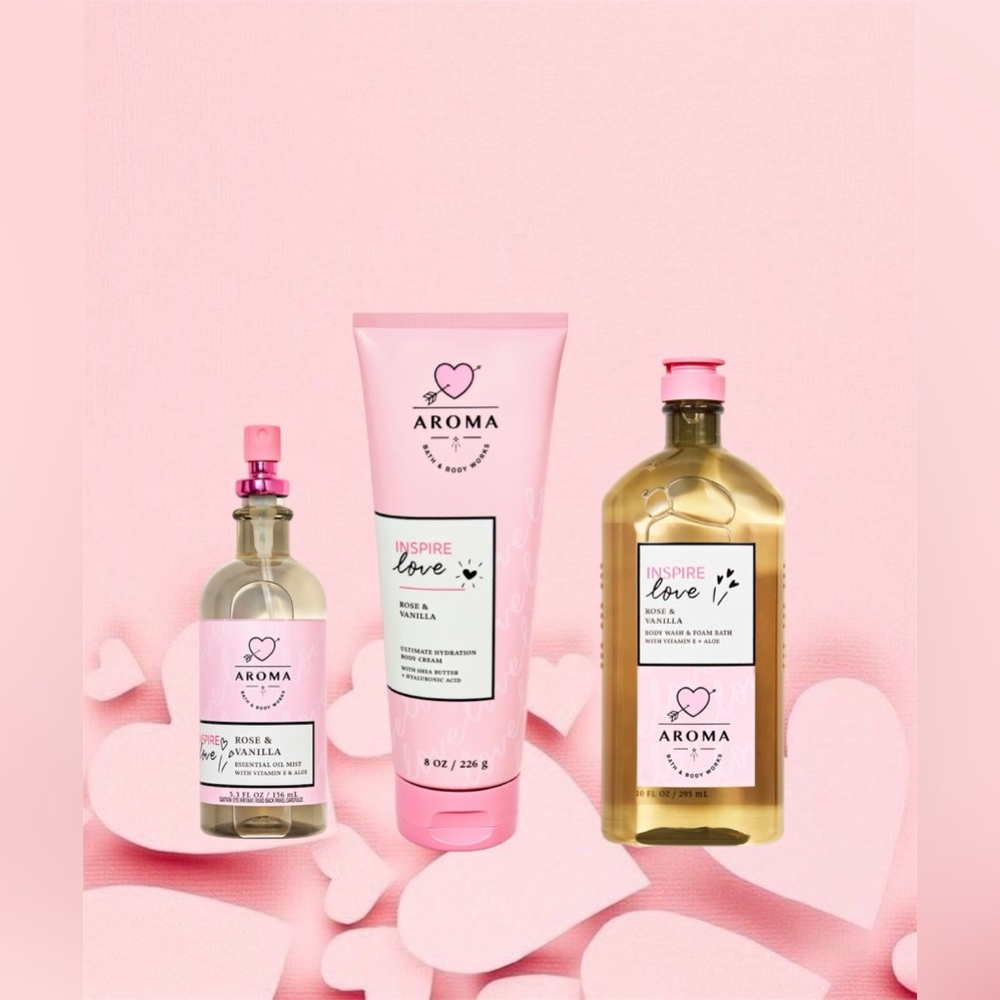 Bath and Body Works Inspire Love Rose & Vanilla set!